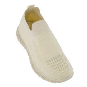 Womens Slip On Textured Knit Sneakers (Beige)